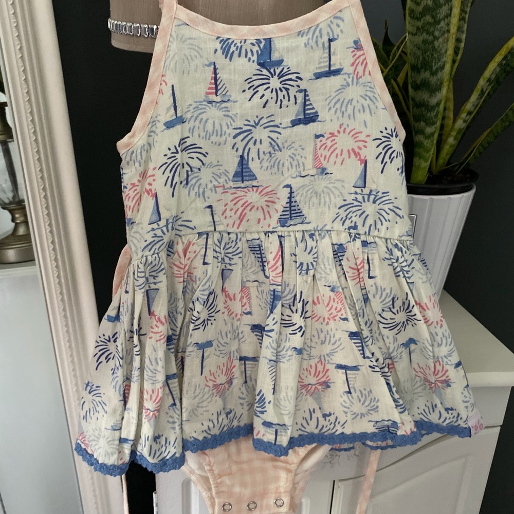 Sailboat & Fireworks Sundress romper 4th of July